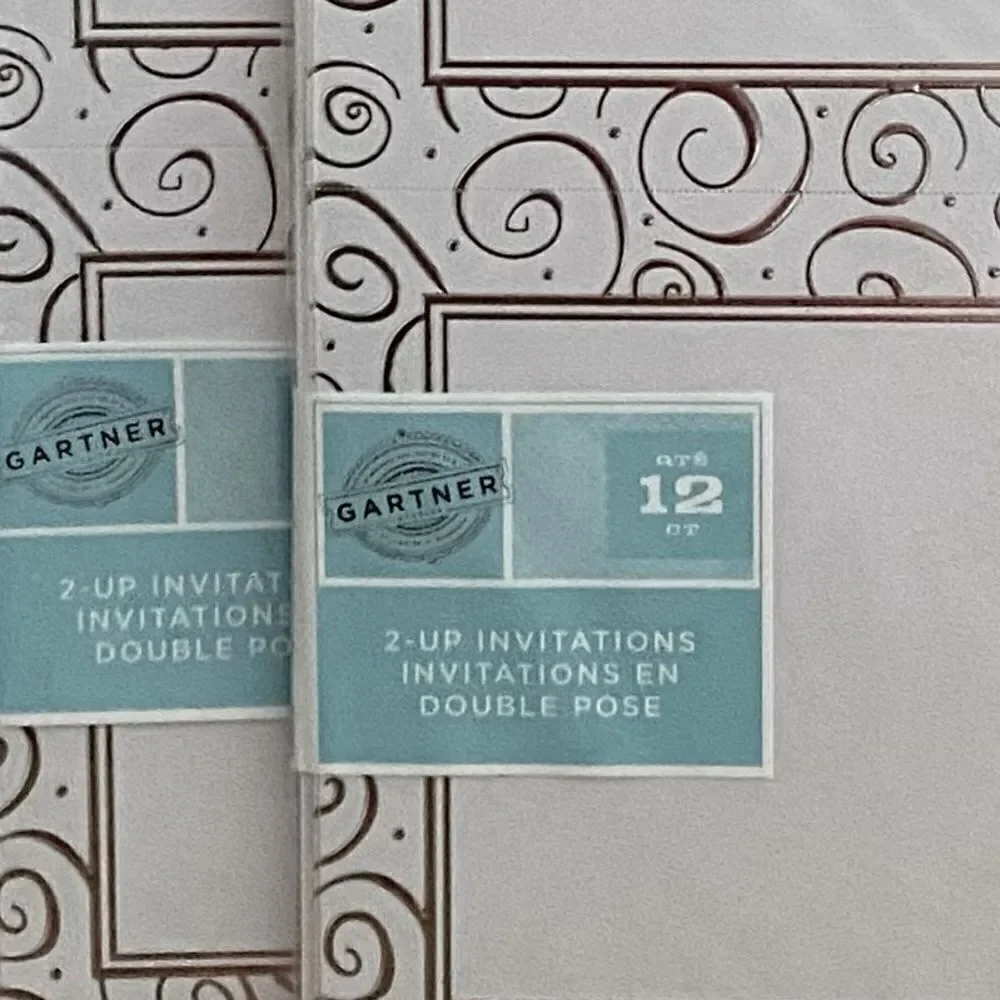 NWT 48 Gartner Studios 2-Up Invitations Silver Swirl 5.5